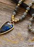 Boho Necklace, Seed Beads Gems Stone Heart Pendant Necklace